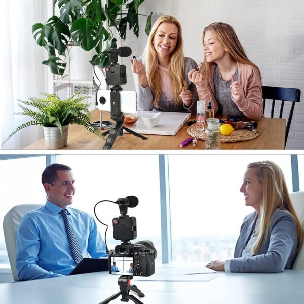 Video -Making Tripod Kit For Live Broadcast 3 In 1 With Microphone, Led Light, Mini Stand & Remote Control, Vloging Kit 3970