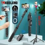 {K-28}Long Video Stand Cum Selfie Stick Tripod with Remote – 360° Rotation Phone Stand with Wireless Remote Con