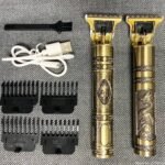 T9 Hair Cutting Trimmer Premium Vintage Hair Cutting Machine for Men – Rechargeable Metal Trimmer, 4 Guide Combs - Image 3
