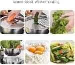 3 In 1 Stainless Steel Drain Basket Vegetable Cutter - Image 3