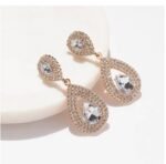 Crystal Double Teardrop Earrings In Gold Colour- Women jewelry - Image 2