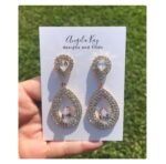 Crystal Double Teardrop Earrings In Gold Colour- Women jewelry - Image 3